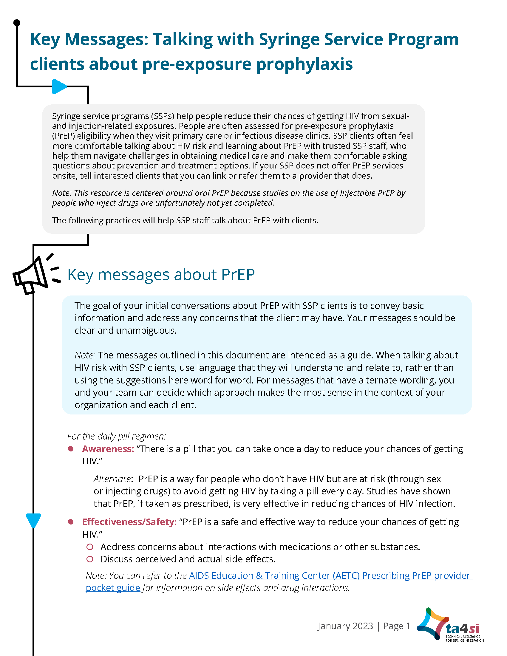 Key Messages: Talking with Syringe Service Program clients about pre-exposure prophylaxis