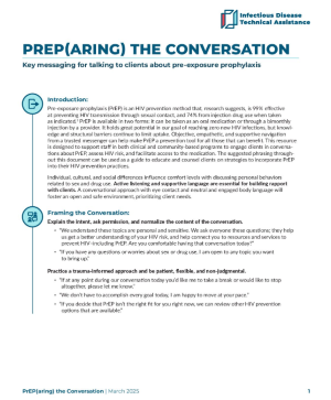 PrEP-aring the conversation - Key messaging for talking to clients about pre-exposure prophylaxis